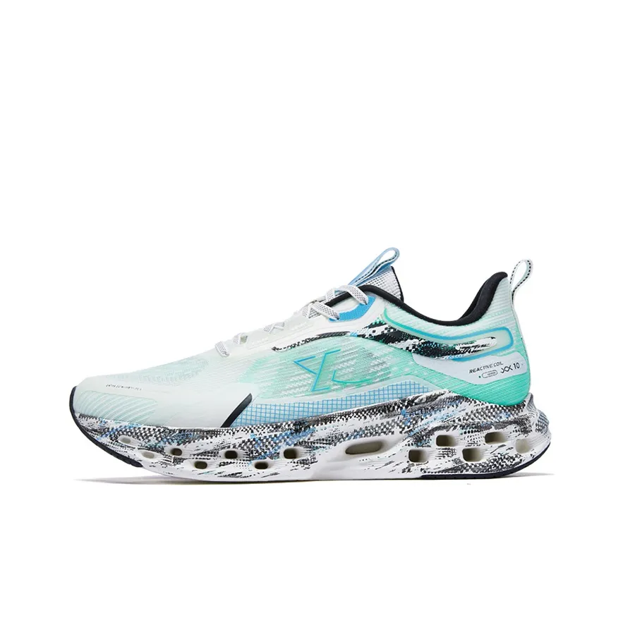 XTEP Shock Absorption Spinning 10.0 Anti-Slip Wear-Resistant Low-Top Running Shoes Men's White Green