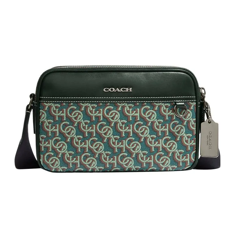 COACH Graham Cow Leather Camera Bag, Shoulder Bag, Crossbody Bag Medium Size Women's Amazon Green & Black