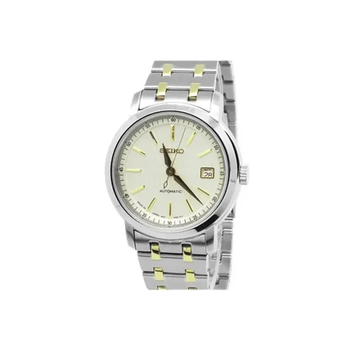 SEIKO Автоматический Механический Механизм Часы Мужские Белый Циферблат