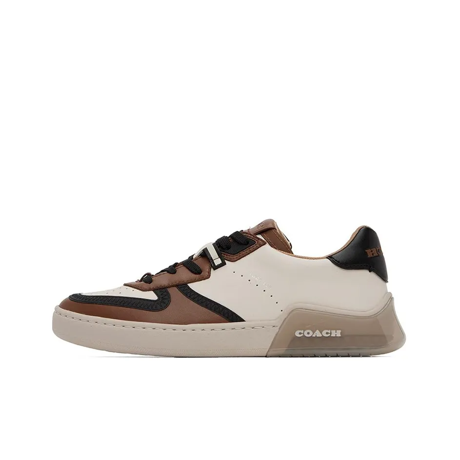 COACH Корт Низкий Топ Стильные Скейтбординги Мужской Бежевый Коричневый