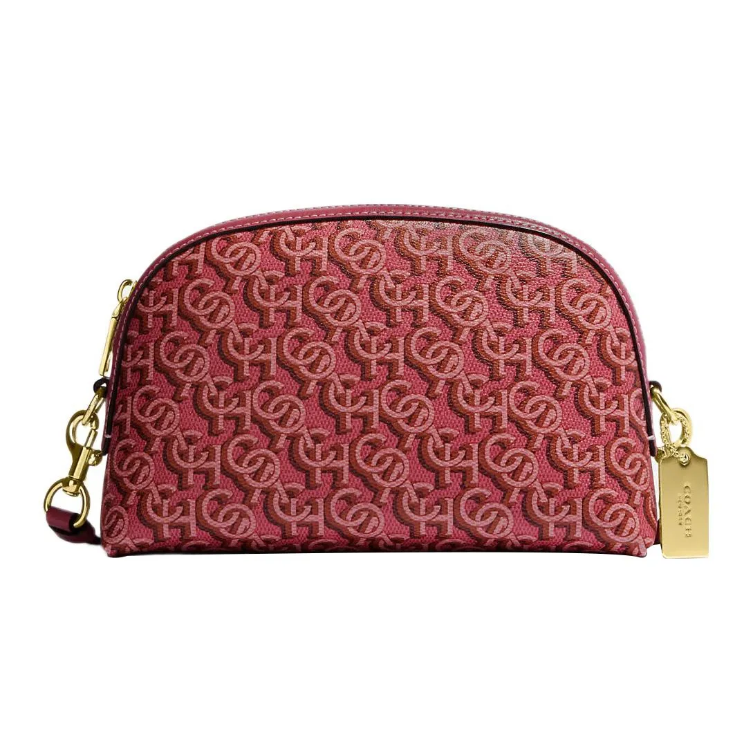 COACH Madi Canvas With Leather Shoulder Bag, Crossbody Bag Medium Size Women's Rouge Red