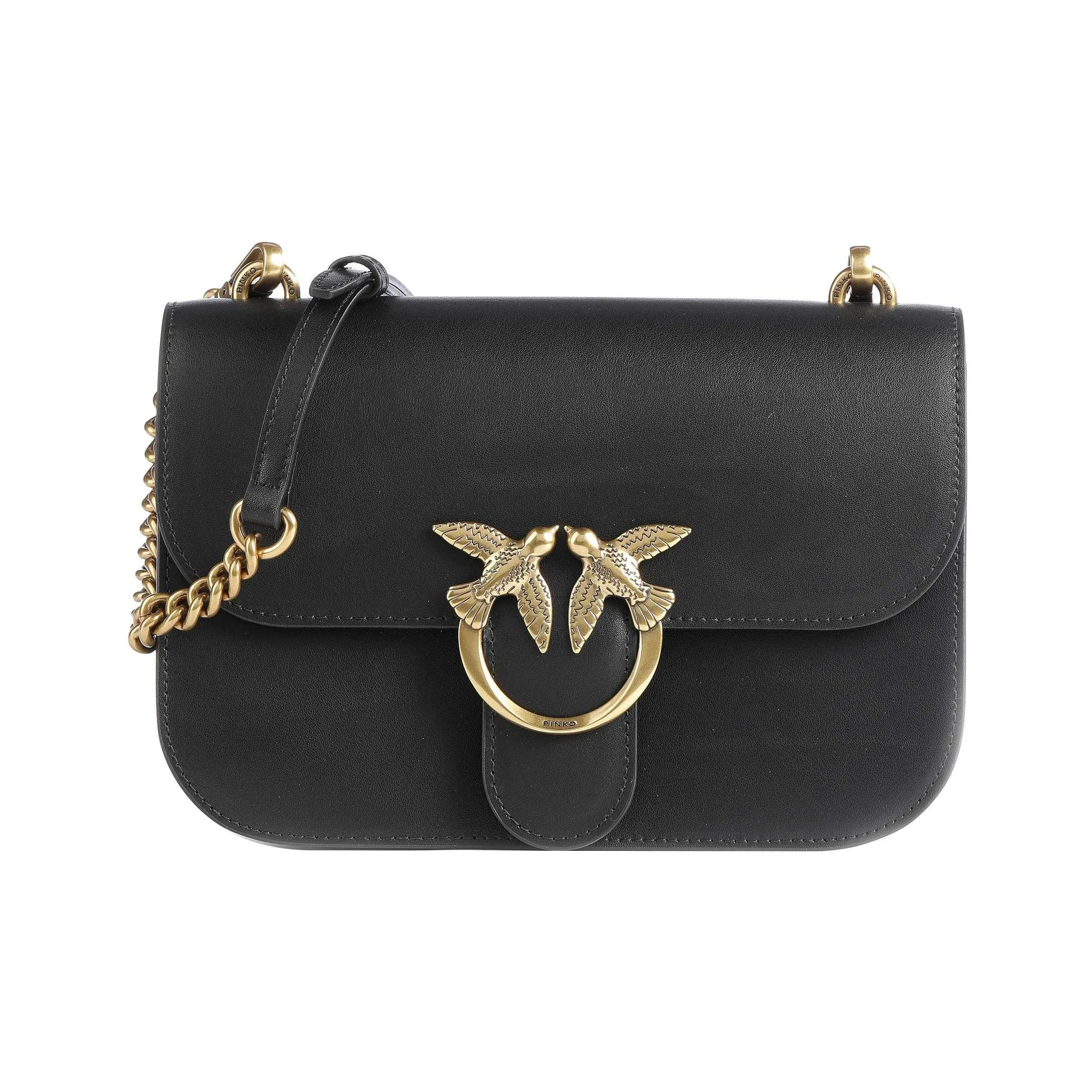PINKO SIMPLY Calfskin Shoulder Bag, Crossbody Bag Regular Women's Black