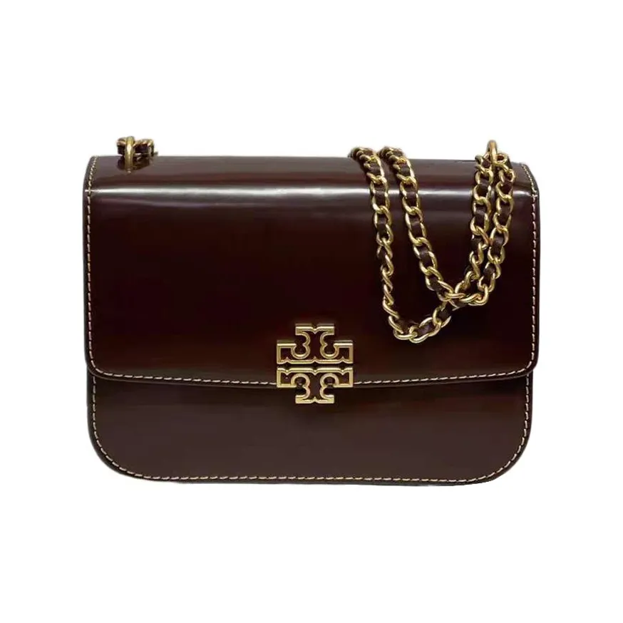 TORY BURCH Britten Cow Leather Crossbody Bag, Shoulder Bag Women's Dark Brown