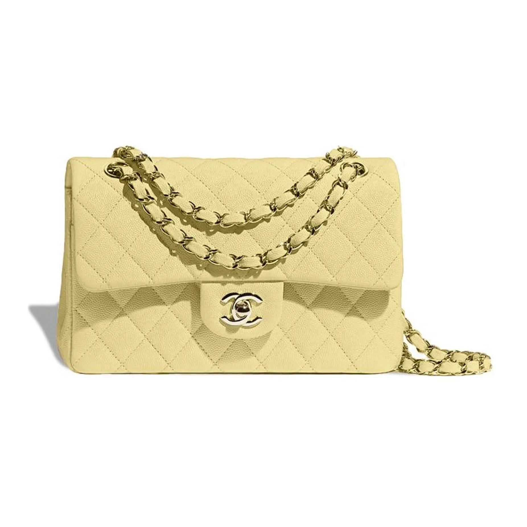 CHANEL Classic Flap CF22K Fall And Winter Calfskin Flap Bag, Shoulder Bag, Crossbody Bag Trumpets Women's Yellow