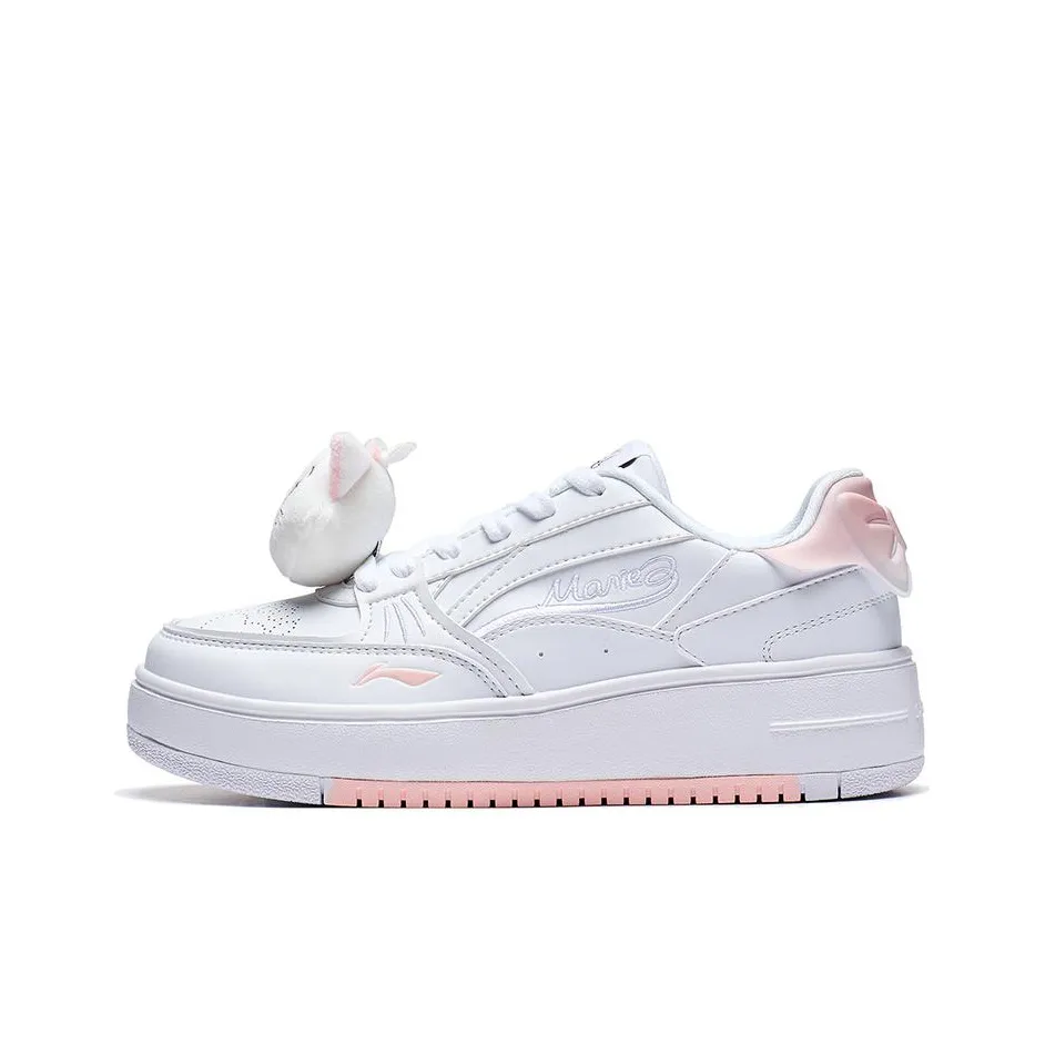 DISHINI x LiNing Platform Height Increase Abrasion Resistant Breathable Low Top Skateboard Shoes Women's White