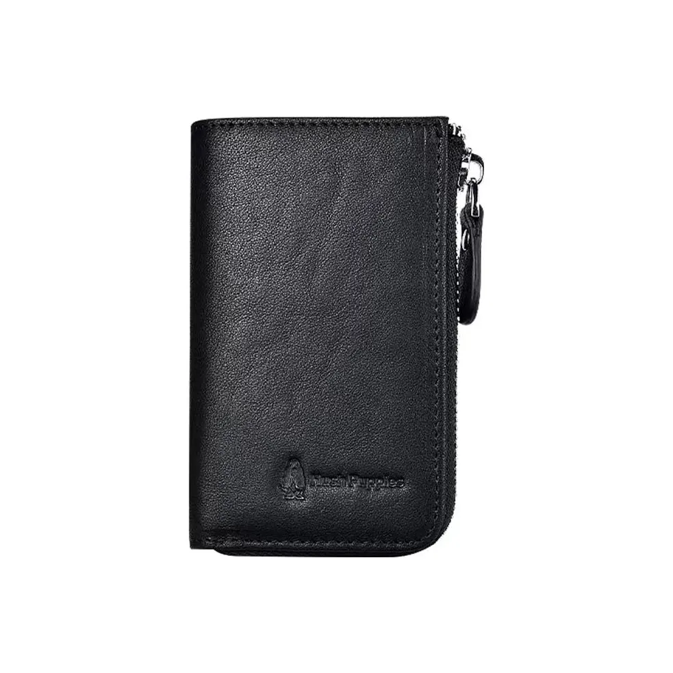 Hush Puppies Cow Leather Vegetable Tanned Card Holder Key Pouch Regular Men's Black