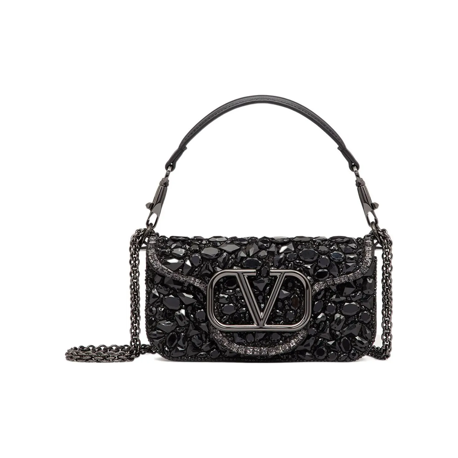 Valentino Locò Crystal Portable Crossbody Bag, Shoulder Bag Women's Black
