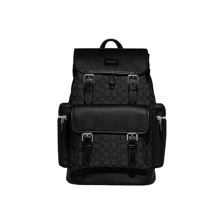 COACH Sprint Cow Leather With Fabric backpack Diamond Tubas Men's Black