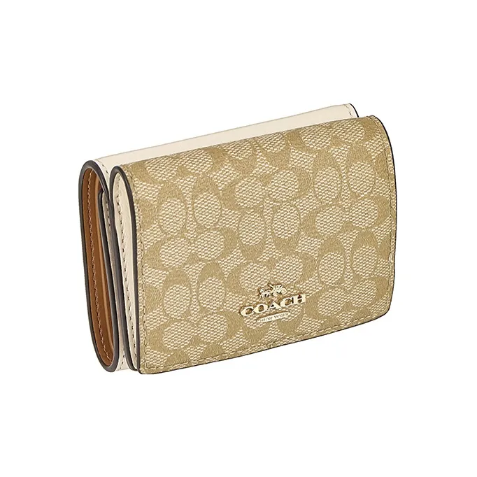 COACH PVC Coated Canvas With Leather Wallet Women's Ecru/Light Brown