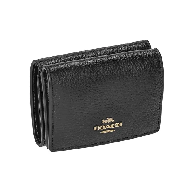 COACH Pebbled Leather Wallet Unisex Black