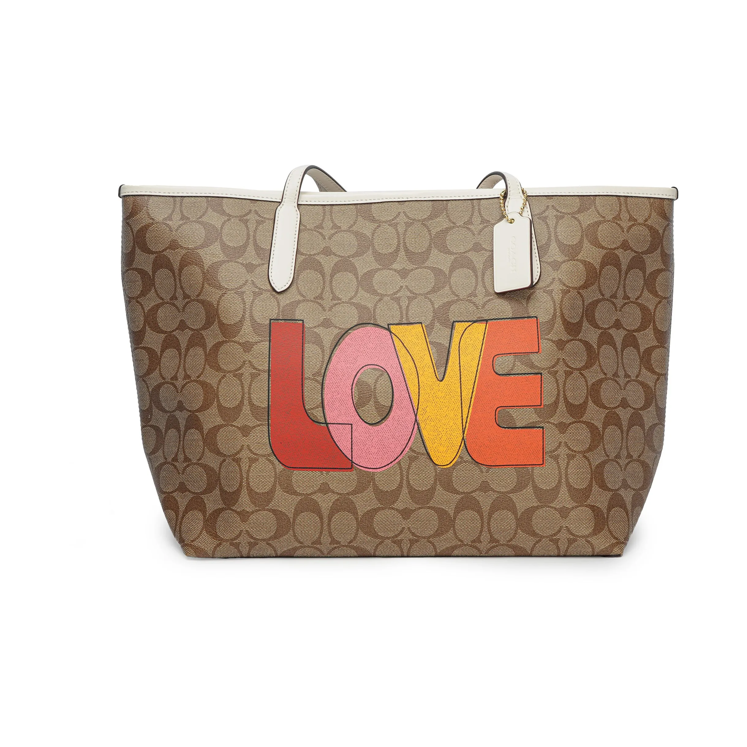 COACH City Coated Canvas With Leather Tote Bag, Shopping Bag, Handbag, Shoulder Bag Tubas Women's Brown Monogram