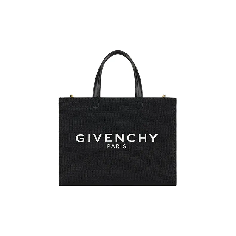 GIVENCHY Washed Cotton Canvas Tote Bag, Shopping Bag, Canvas Bag, Handbag Small Size Women's Black