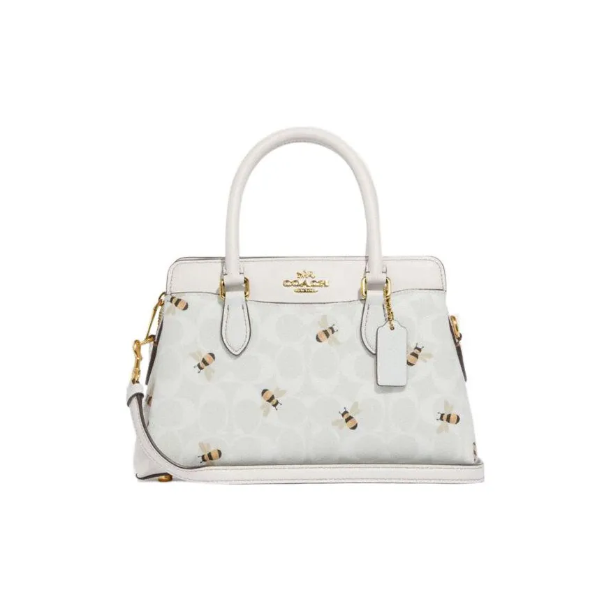 COACH Darcie Холст с покрытием и гладкая кожа Сумка через плечо Сумка среднего размера Женская Белая