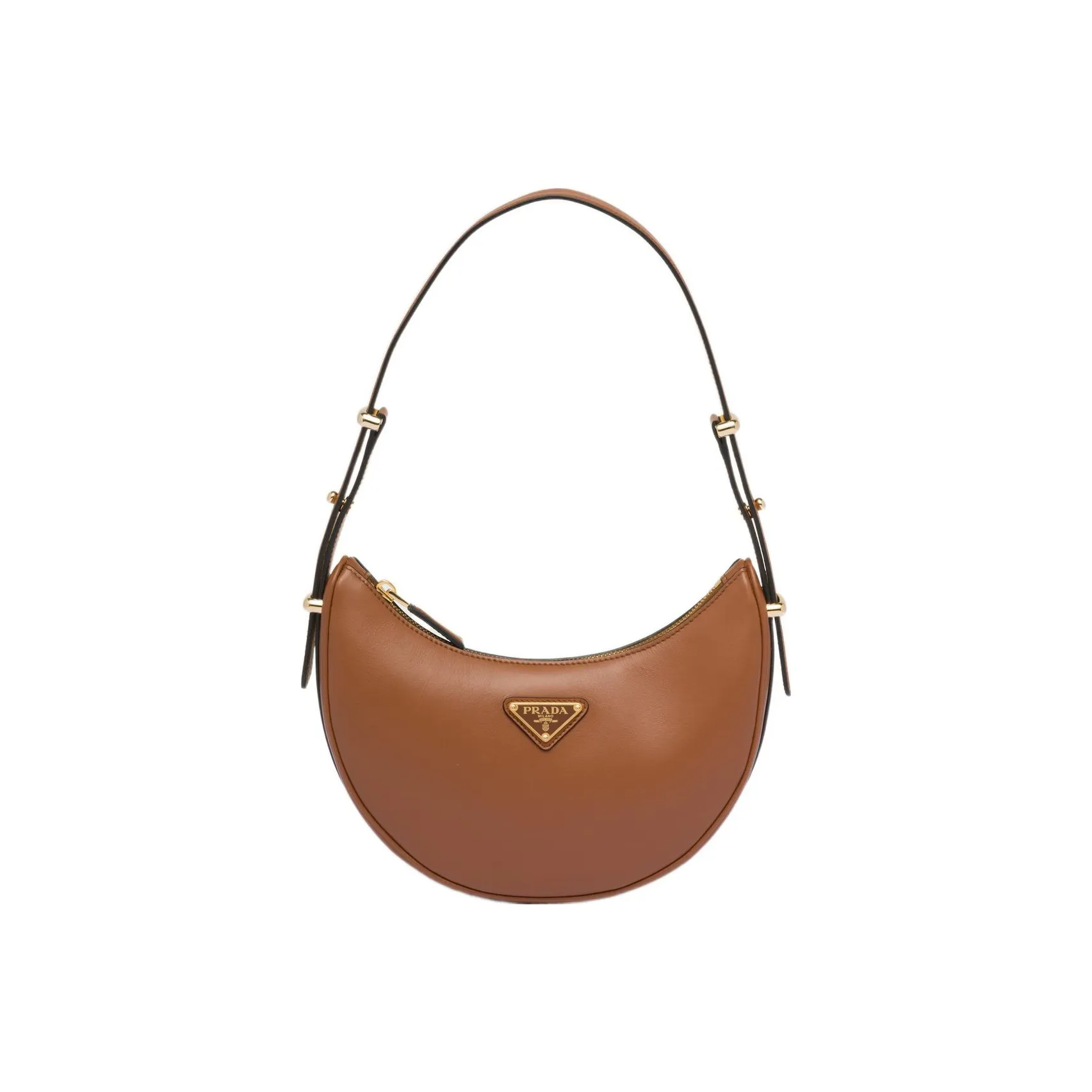PRADA Leather Crescent Bag Shoulder Bag Handbag, Shoulder Bag Women's Cognac