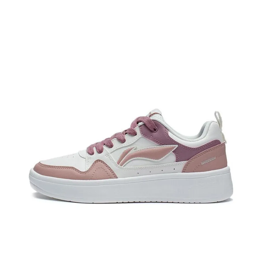 LiNing Line 2.0 At The Beginning Anti Slip Wear Resistant Low Top Skateboard Shoes Women's White Rose Pink