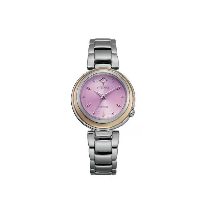 CITIZEN L Series Светильник Кварцевый механизм Нержавеющая сталь Ремешок Часы Женские Фиолетовый циферблат EM0588 81X