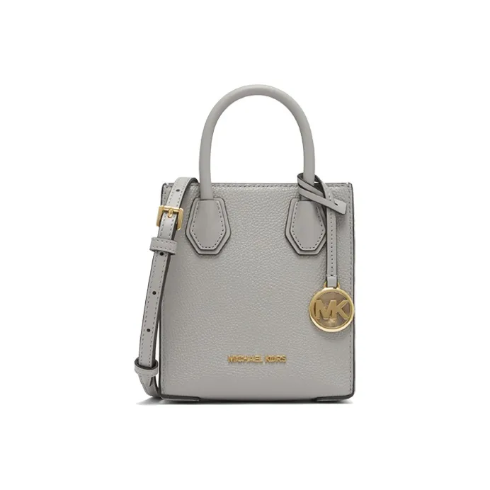 MICHAEL KORS Mercer Cow Leather Trunk Bag, Crossbody Handbag Women's Pearl Gray