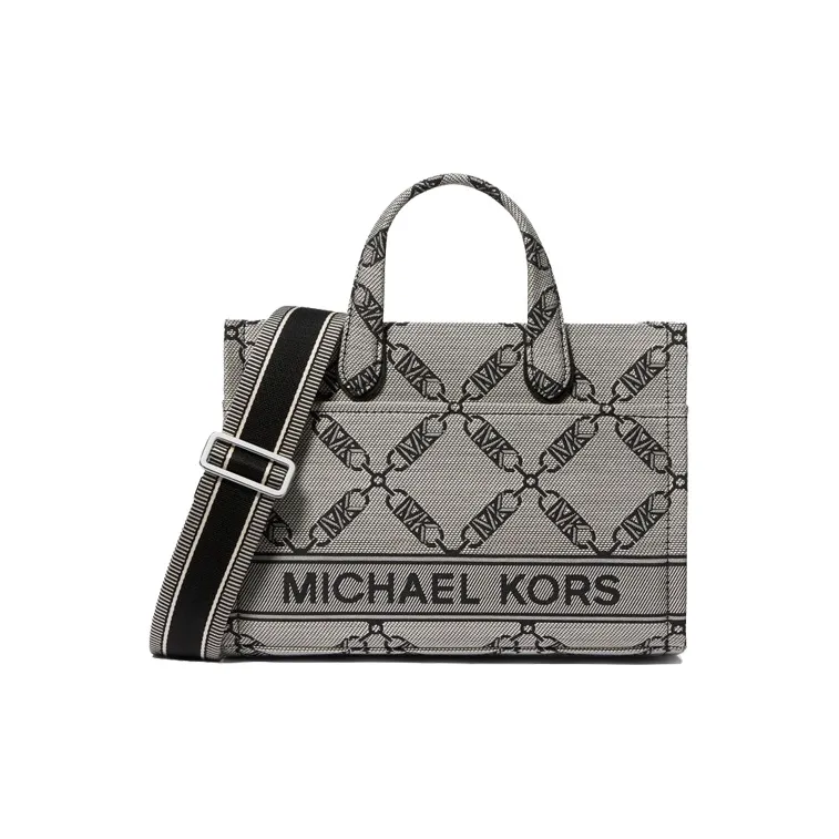 MICHAEL KORS Gigi Jacquard Tote Bag Shopping Bag Handbag Small Size Women's Gray & Black