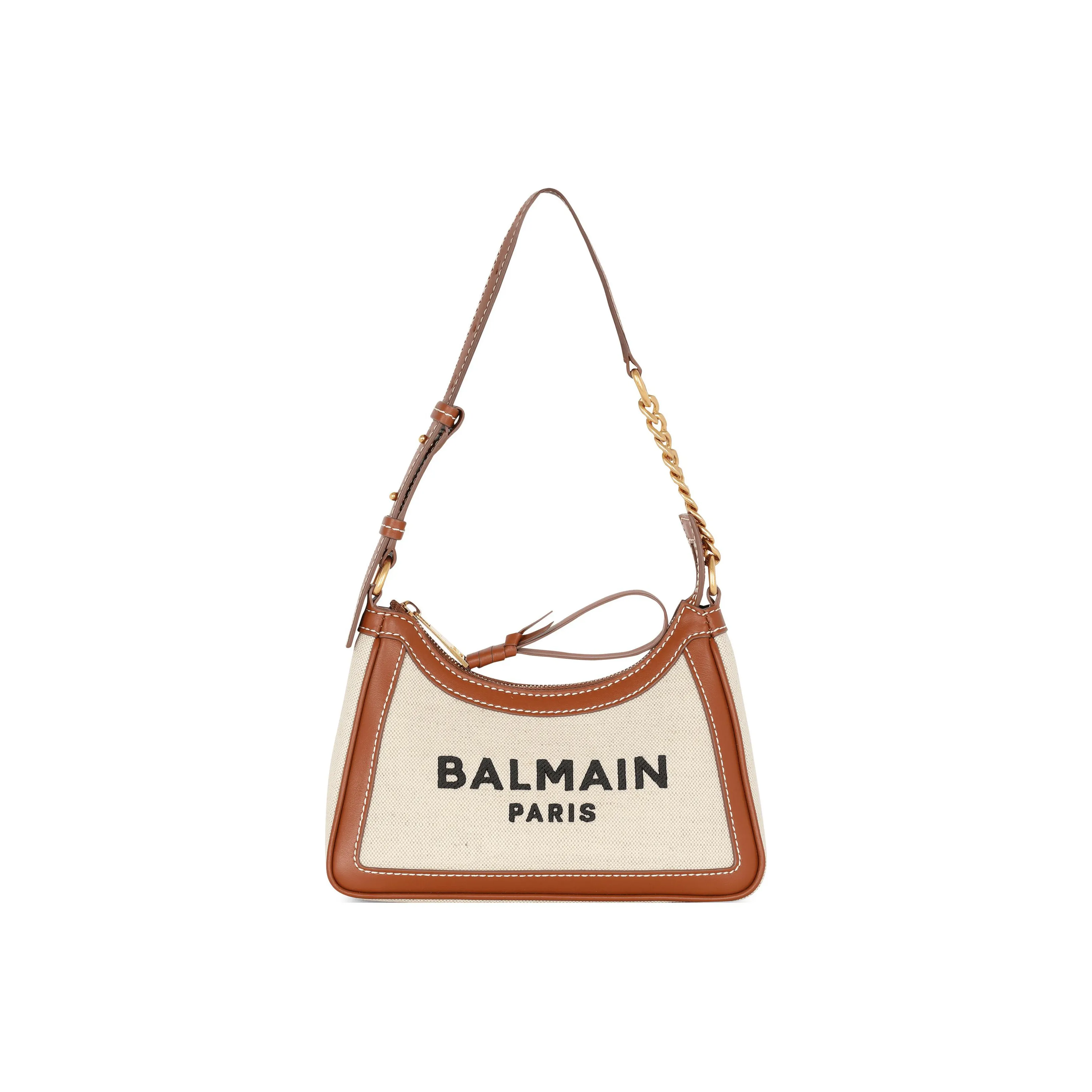 BALMAIN B ARMY Calfskin Patchwork Canvas Bag, Handbag, Shoulder Bag Women's