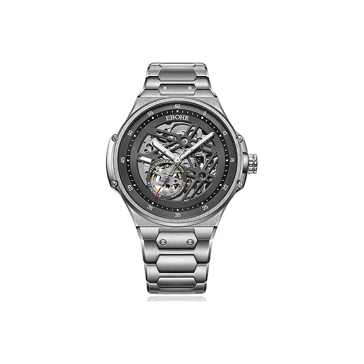 EBOHR Explorer Collection Mechanical Movement Stainless Steel Strap Watch Men's Watches Black Dial 21011216
