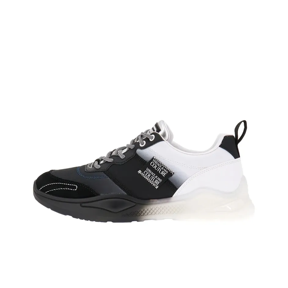 VERSACE JEANS Couture Низкий топ Спортивная повседневная обувь Мужская Черный Белый