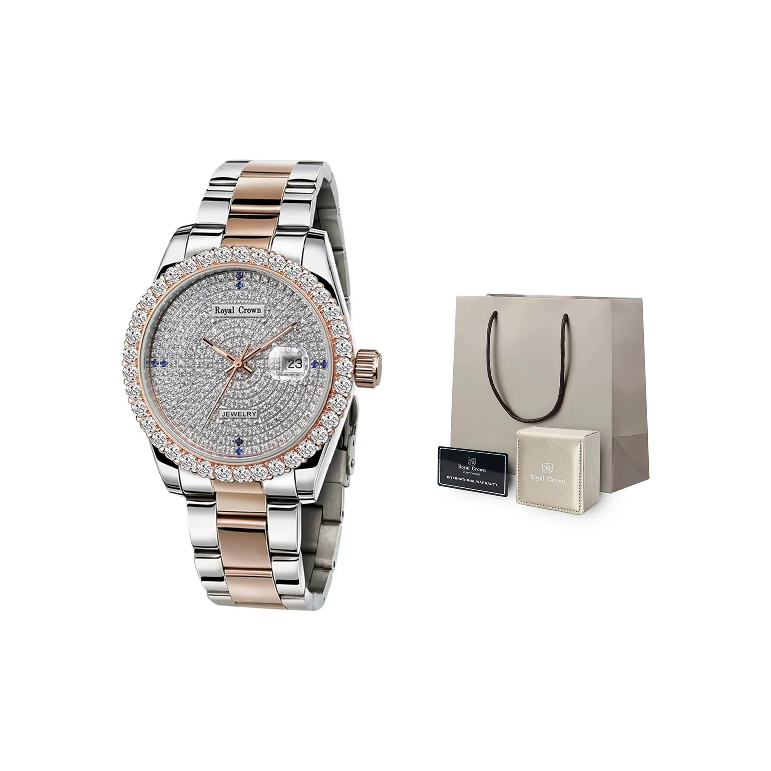 ROYAL CROWN RC Кварцевый механизм Часы Мужские Золото Циферблат RC3662M 1 мм