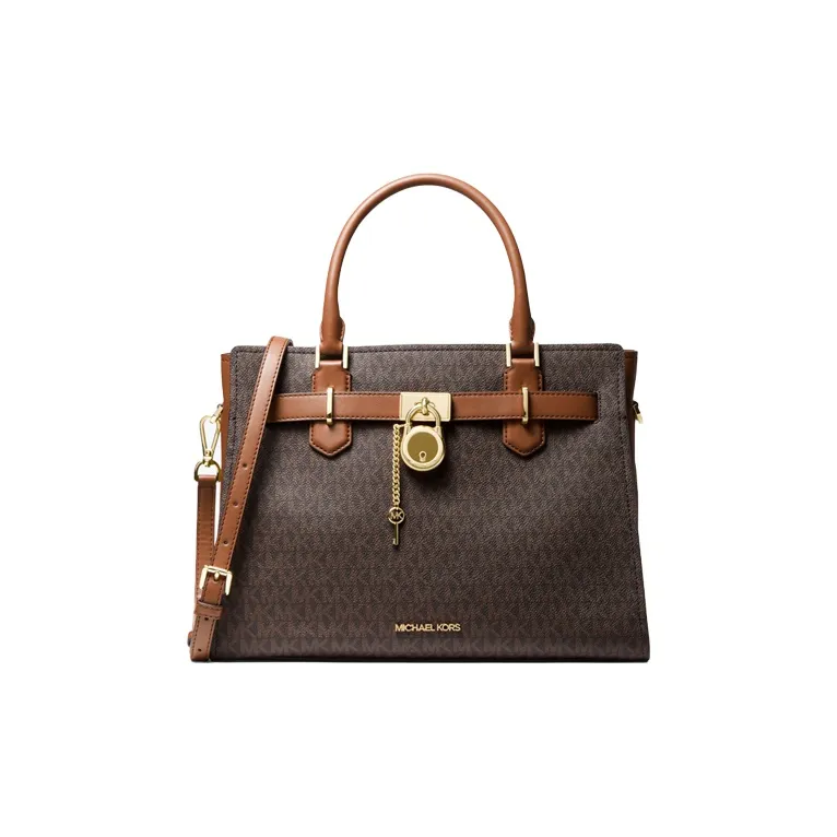 MICHAEL KORS Коровья кожа Тоут Сумка Сумка для покупок Сумка на плечо Сумка среднего размера Женская Темно-коричневый и Кожа Коричневый