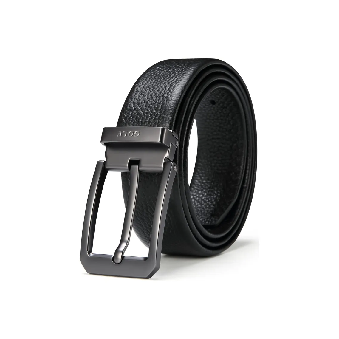 GOLF Top Grain Cow Leather Pin Buckle Belt Men's Black 3.65cm Wide