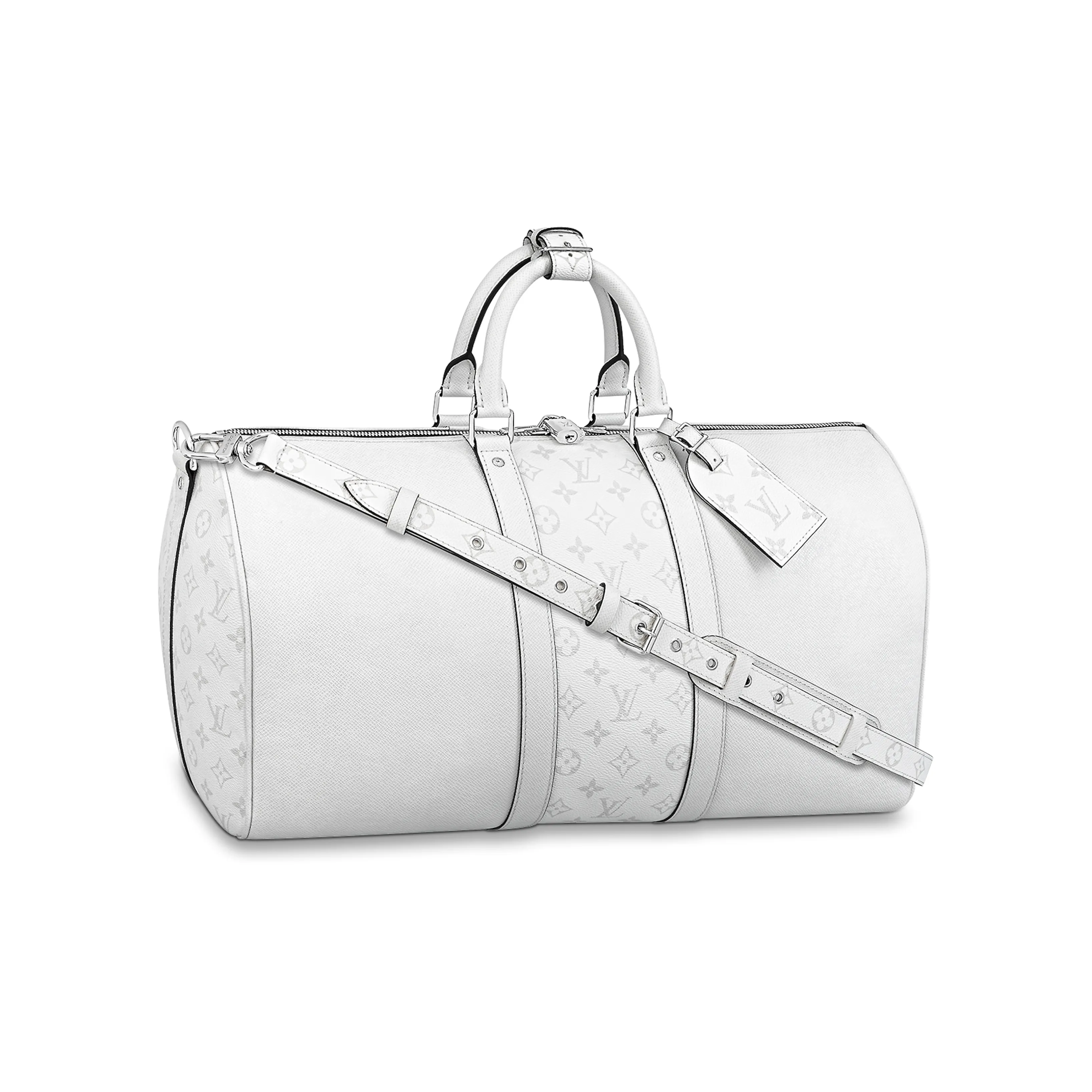 LOUIS VUITTON Keepall Bandouliere 50 Monogram/Taiga Optic White