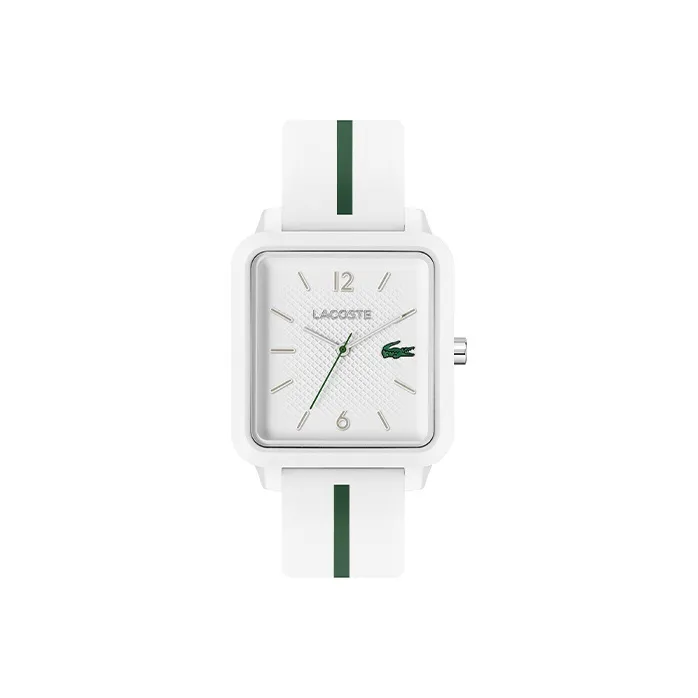 LACOSTE Studio Collection Наручные часы Кварцевый механизм Силиконовый ремешок 29 мм Белый циферблат Мужские часы 2011251