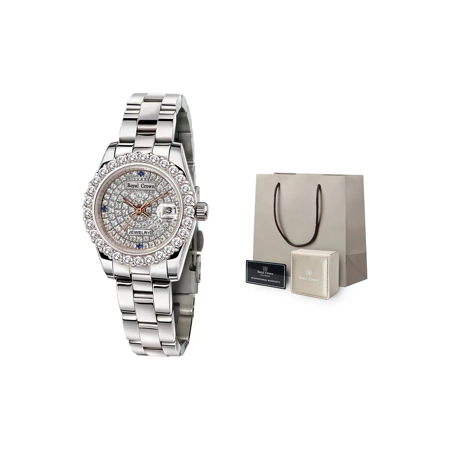 ROYAL CROWN RC Кварцевый механизм Часы Мужские Белый циферблат RC3662L 1 BB