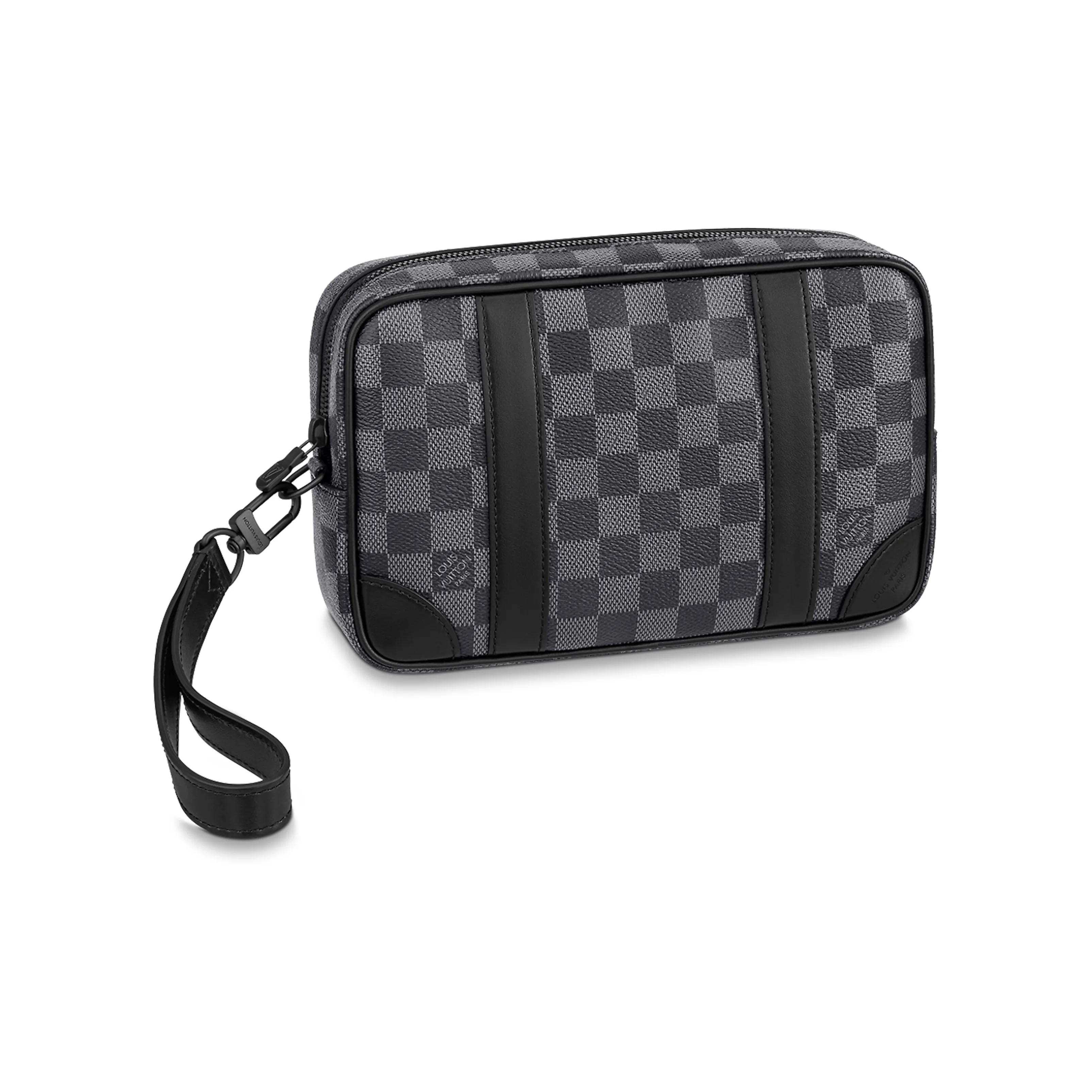 LOUIS VUITTON Graphite Canvas With Leather Clutch Men's Black/Gray