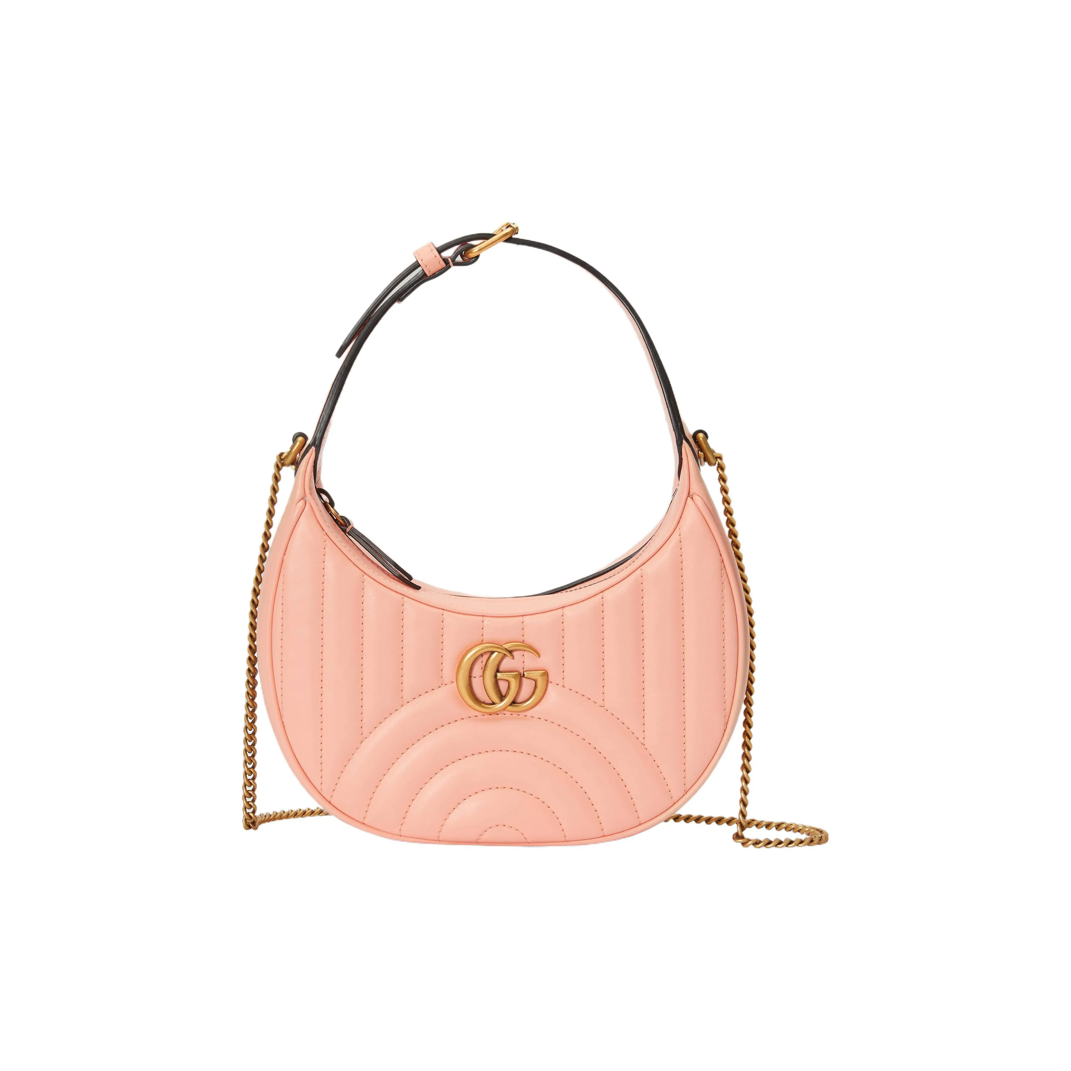 GUCCI GG Marmont Leather Shoulder Bag Women's Pink
