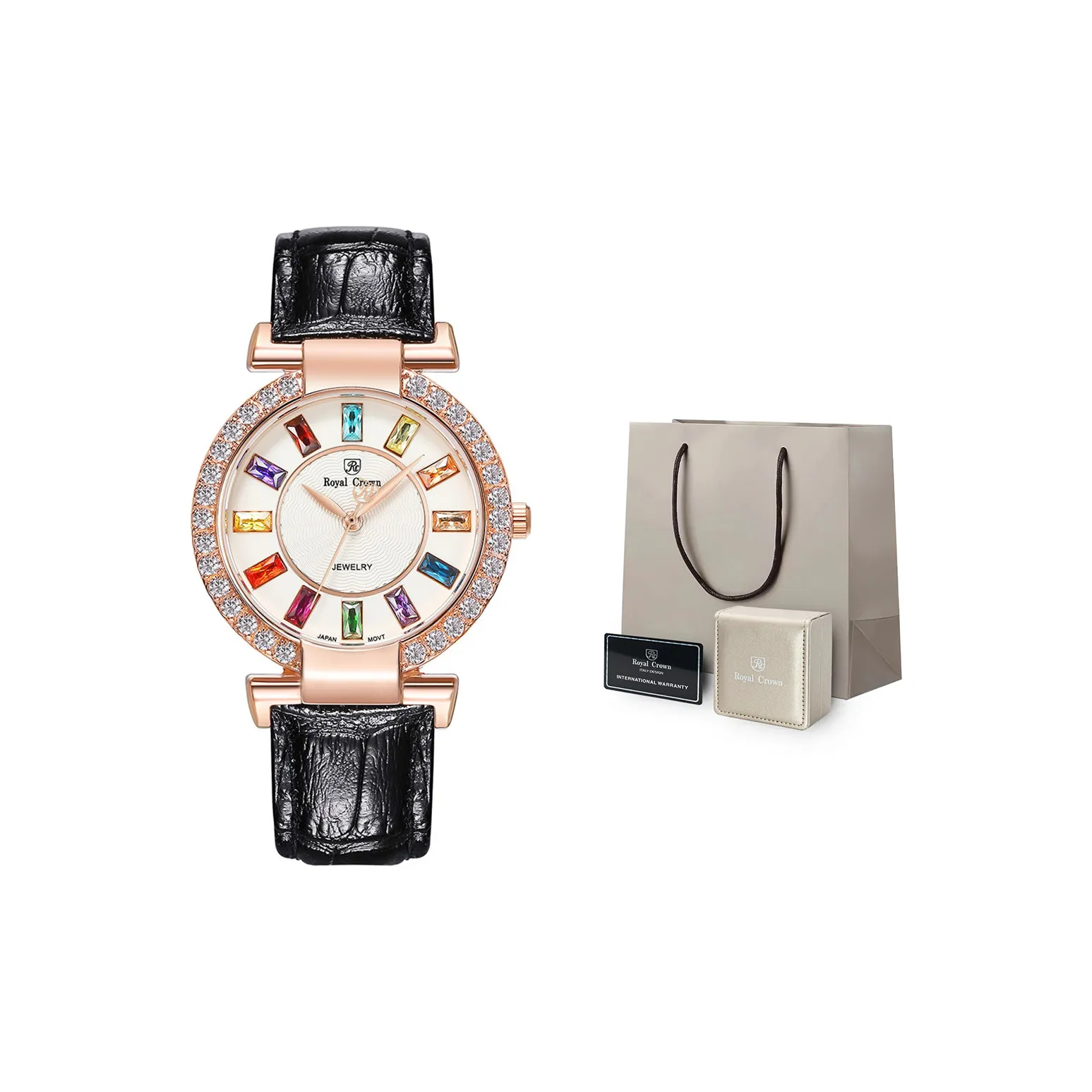 ROYAL CROWN RC Beige Blue Ballet Collection Кварцевый механизм Часы Женские Белый циферблат RC4604 MH