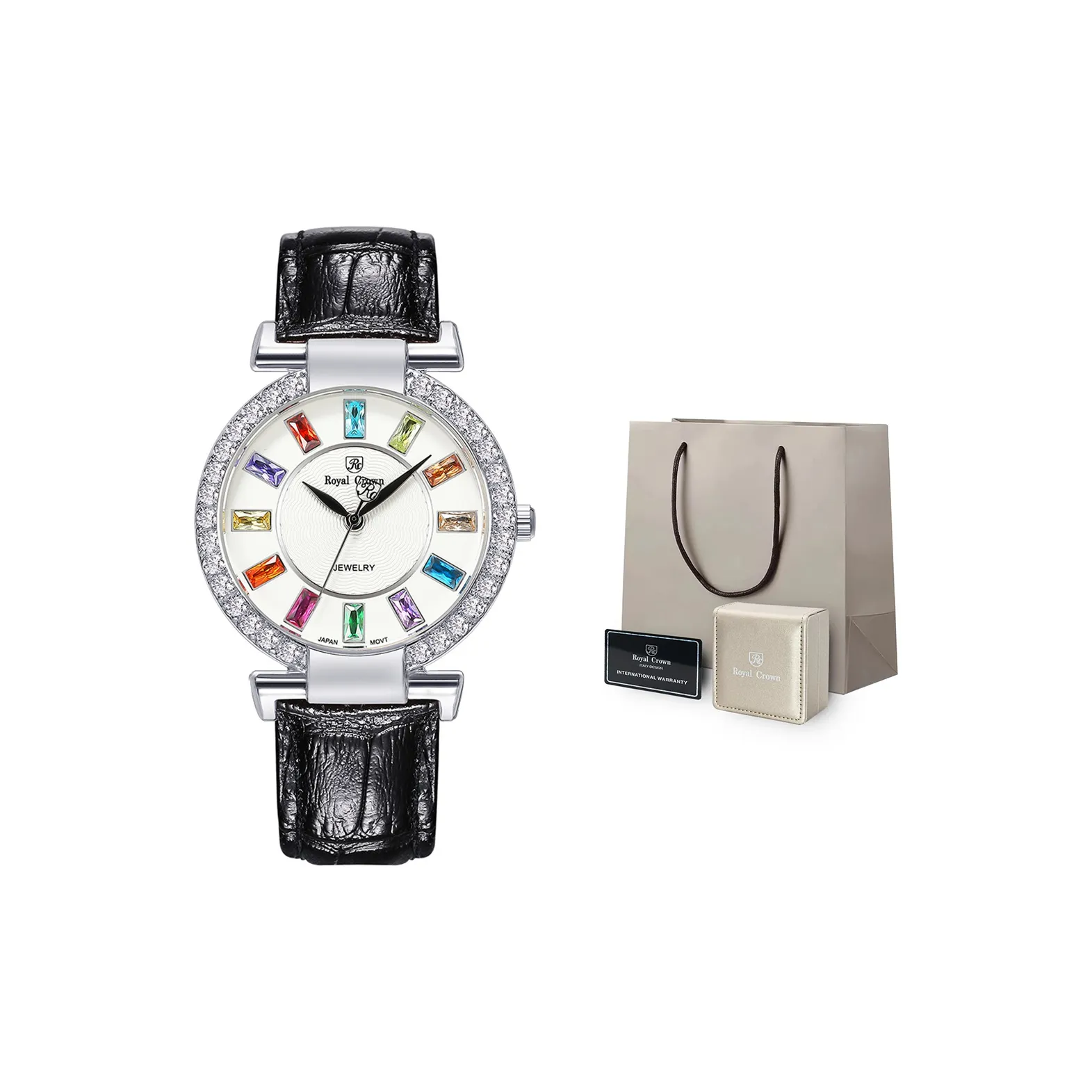 ROYAL CROWN RC Beige Blue Ballet Collection Кварцевый механизм Часы Женские Белый циферблат RC4604 BH