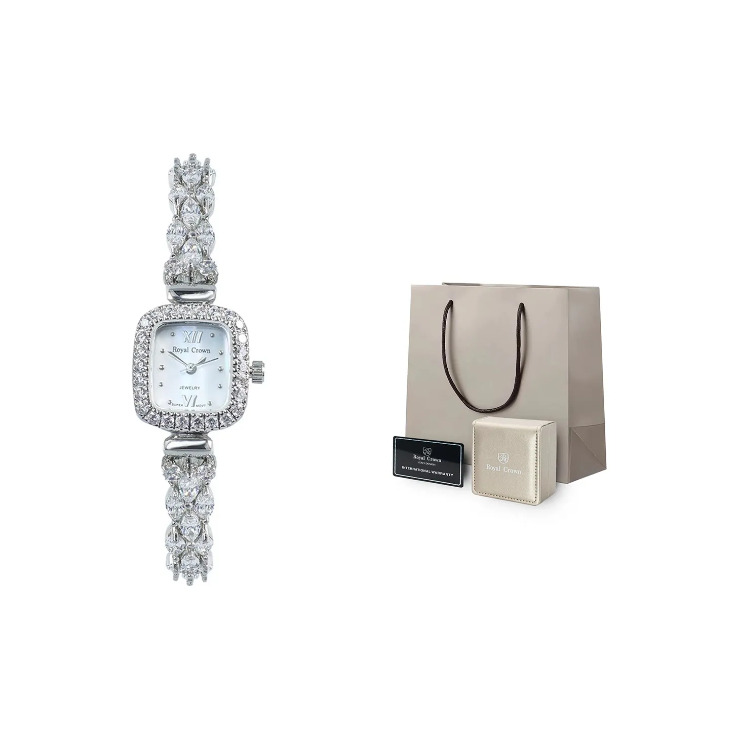 ROYAL CROWN RC Кварцевый механизм Eco Friendly Медный ремешок Часы Женские Белый циферблат RC1514B16 BB