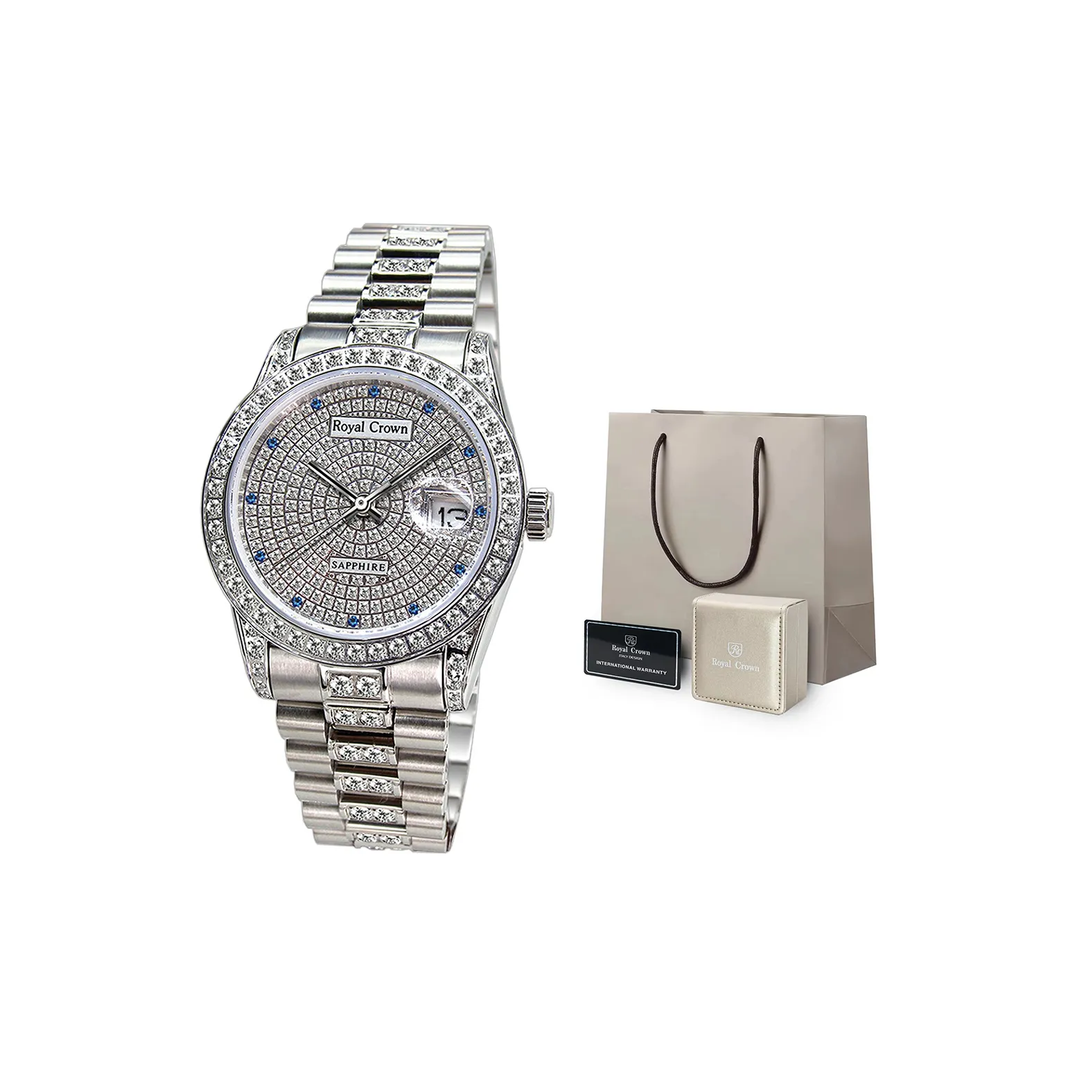 ROYAL CROWN RC Classic Collection Кварцевый механизм Часы Мужские Серебристый циферблат Rc 3594M 1 BB