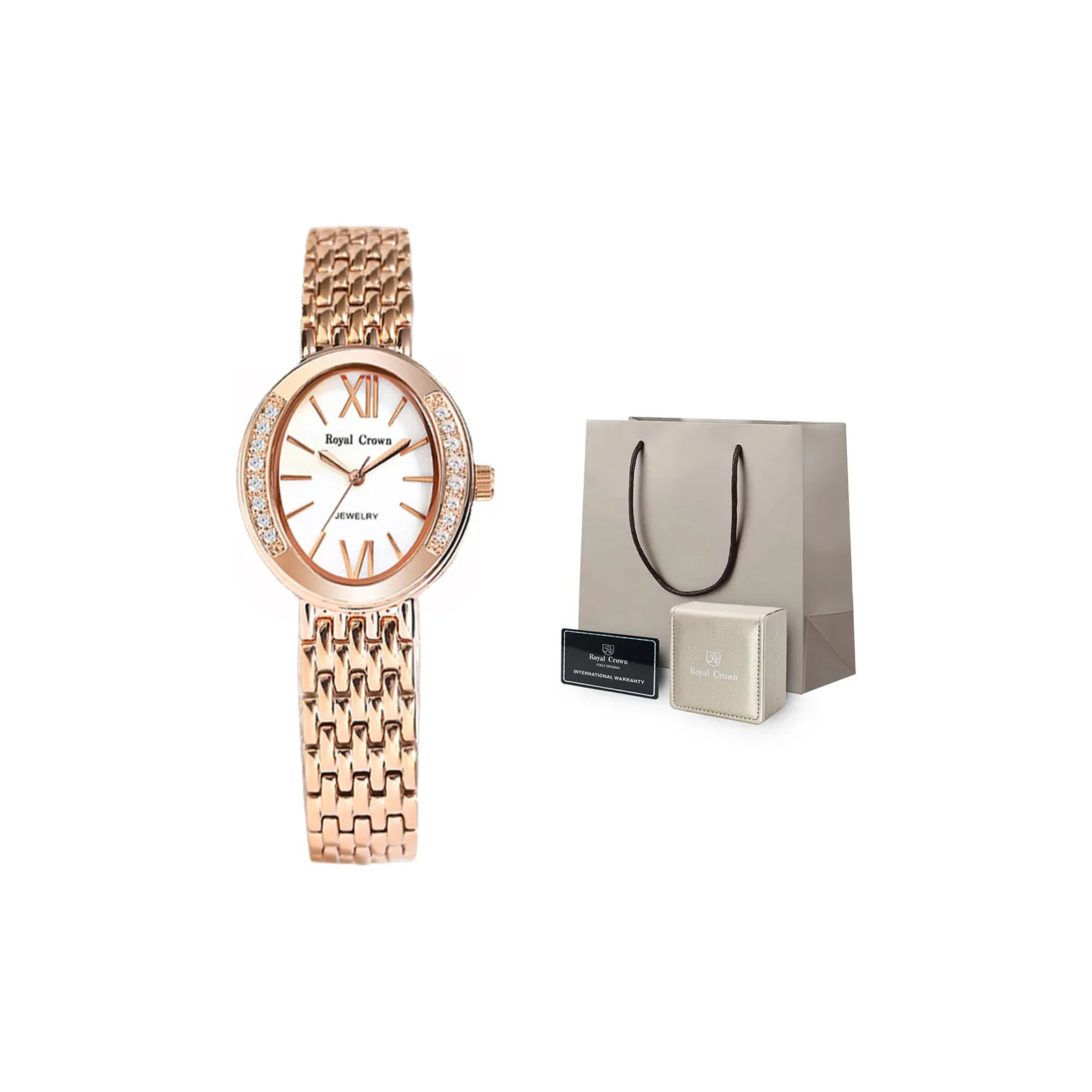ROYAL CROWN RC Кварцевый механизм Часы Женские Золото Циферблат RC6309 мм