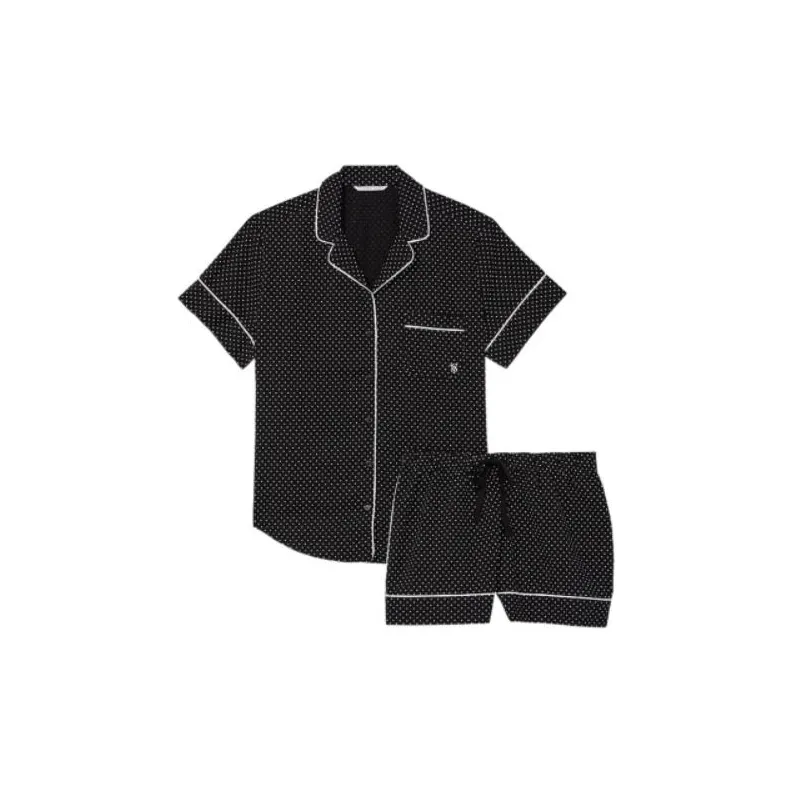 Victoria's Secret Pajama Set Women's Black Polka Dot