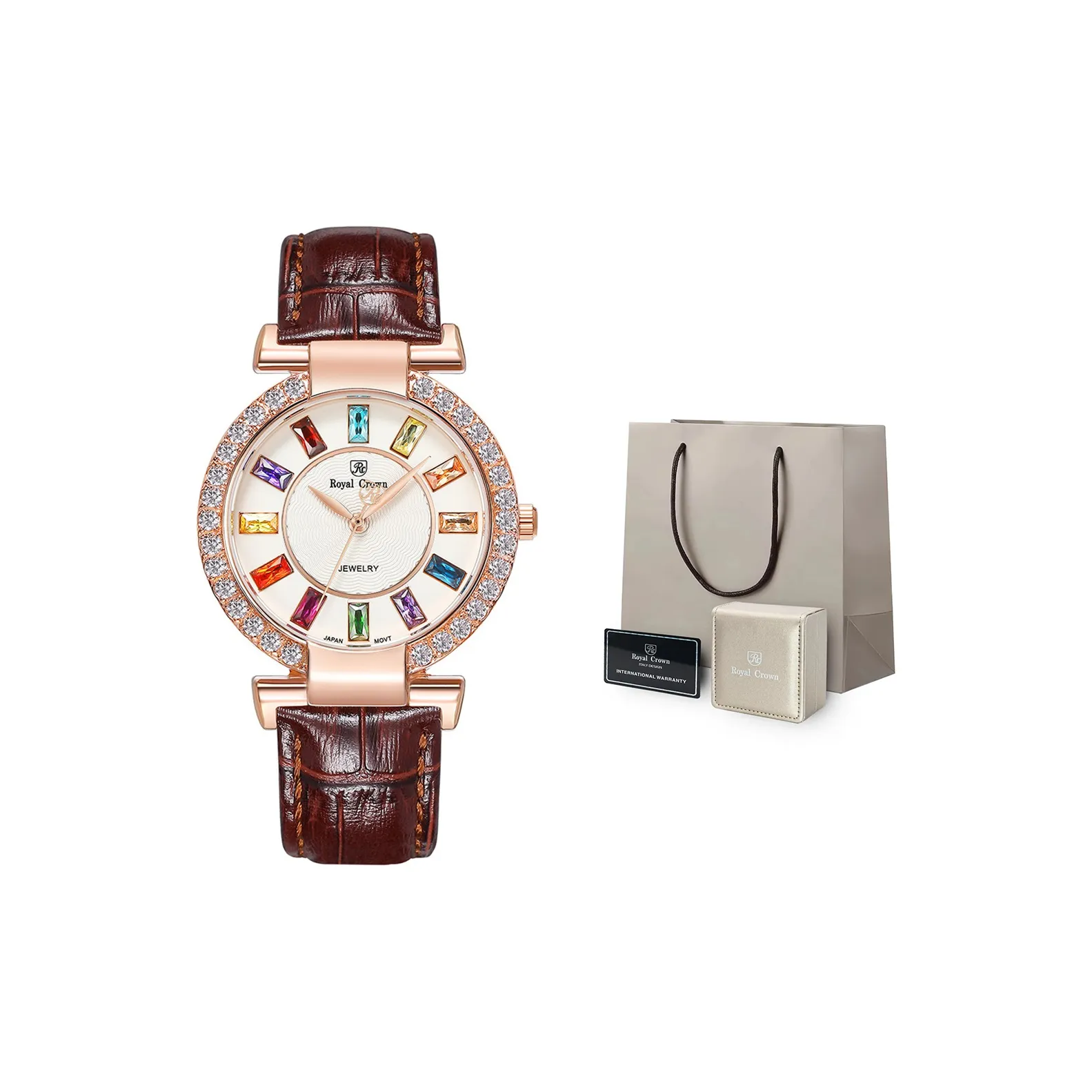 ROYAL CROWN RC Beige Blue Ballet Collection Кварцевый механизм Часы Женские Белый циферблат RC4604 MZ