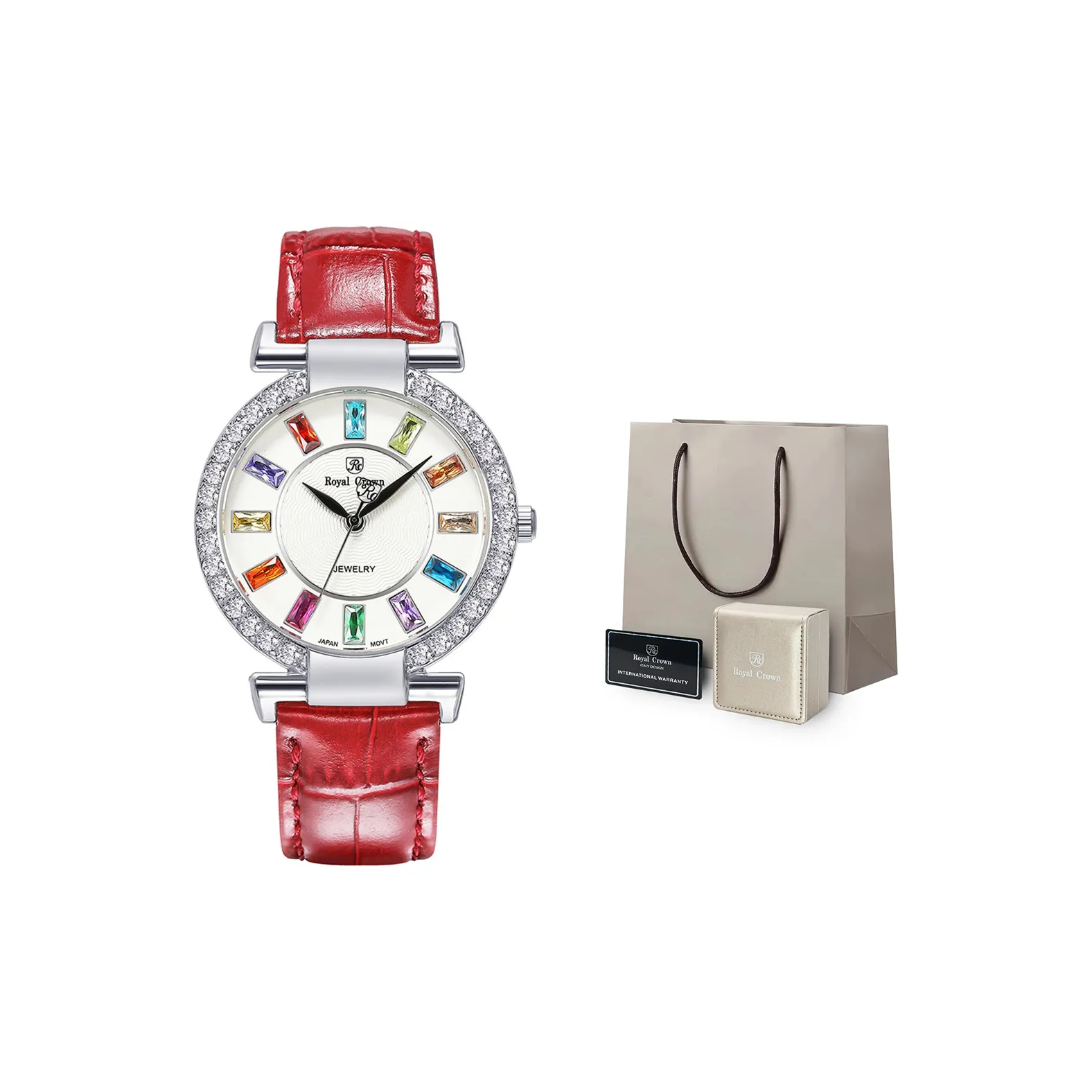 ROYAL CROWN RC Beige Blue Ballet Collection Кварцевый механизм Часы Женские Белый циферблат RC4604 BR