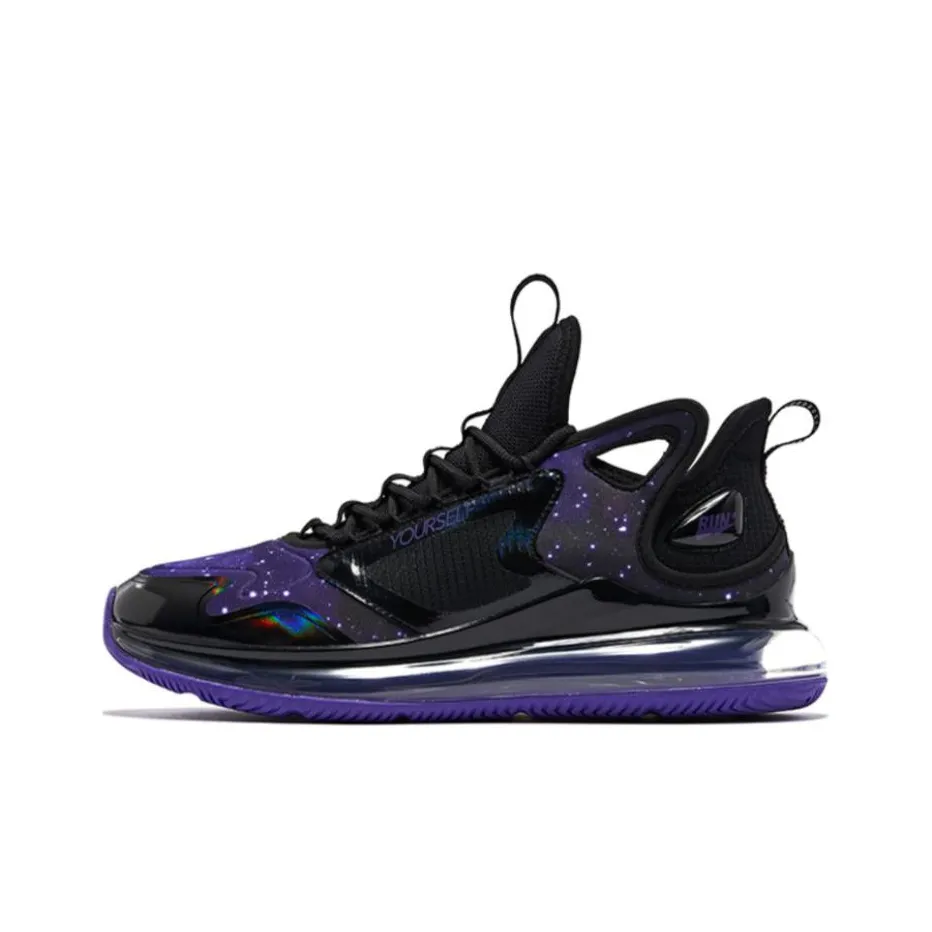 QIAODAN Slip-resistant Abrasion-resistant Lightweight MID Running Shoes Men's Black Purple