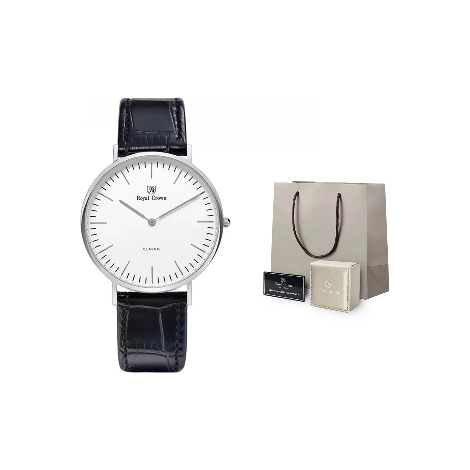 ROYAL CROWN RC Кварцевый механизм Часы Мужские Белый циферблат RC7601MP BH