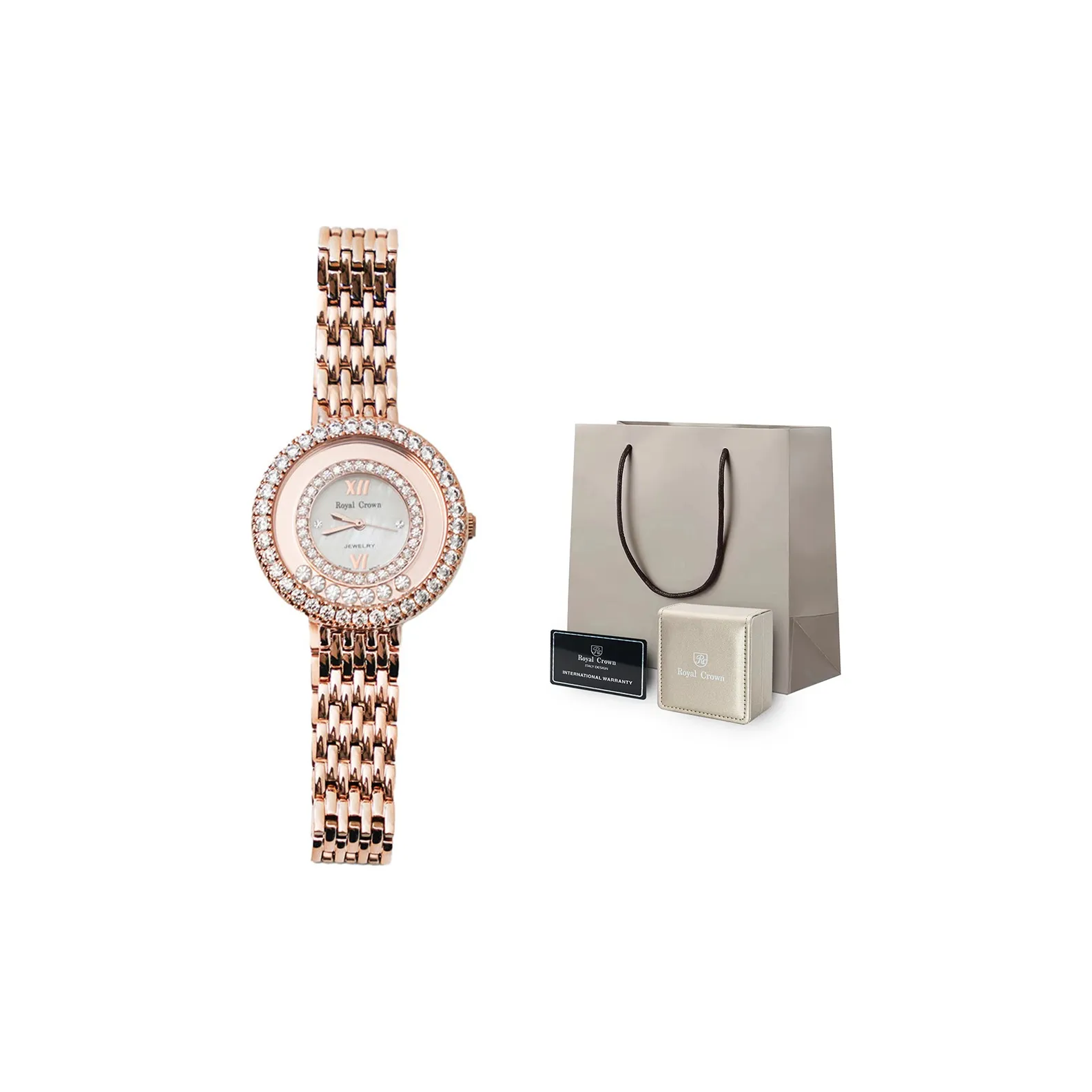 ROYAL CROWN RC Кварцевый механизм Часы Женские Золотой Циферблат RC3628S мм