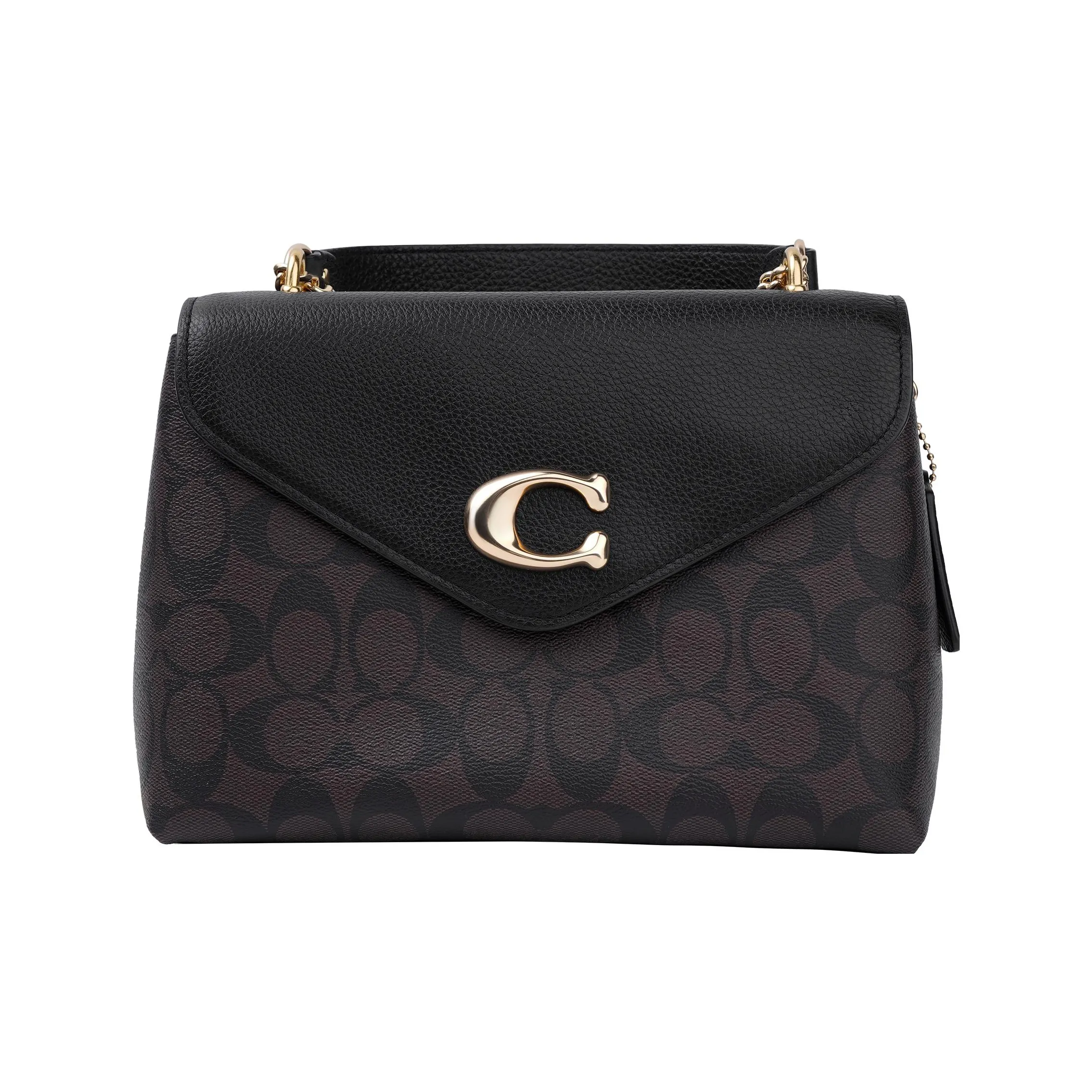 COACH Tammie Пескоструйная кожа Сумка через плечо Средняя Женская Темно-коричневый Монограмма и Черный