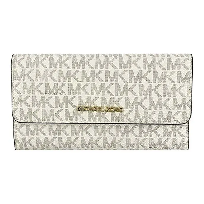 MICHAEL KORS Jet Set Leather Card Holder, Wallet Women's Vanilla