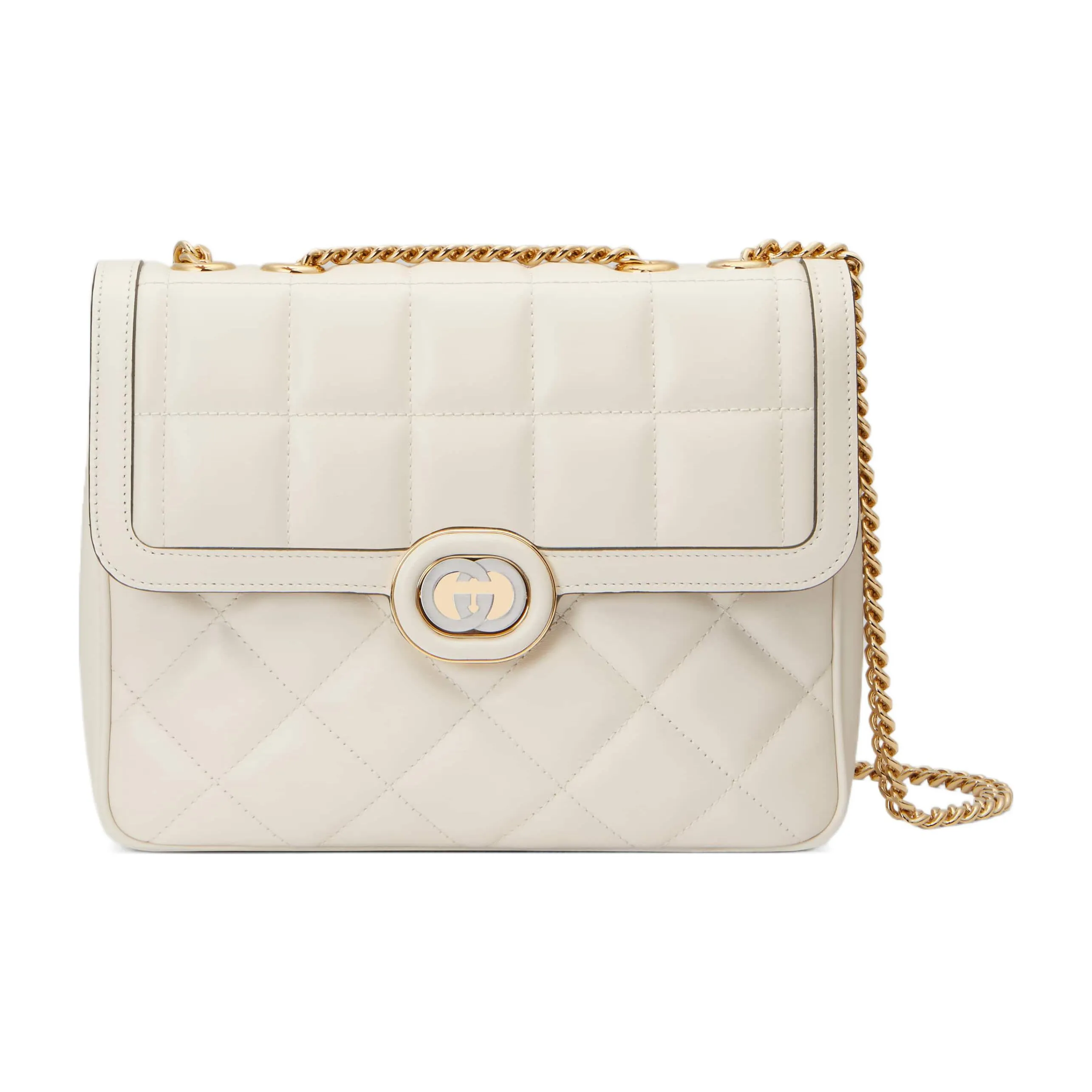 GUCCI Leather Portable Crossbody Bag, Shoulder Bag Women's White