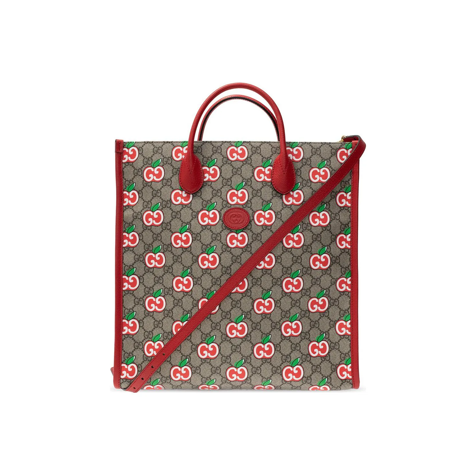 GUCCI Canvas With Leather Tote Bag, Shopping Bag, Crossbody Bag, One Shoulder Handbag Medium Size Women's Red/Ebony