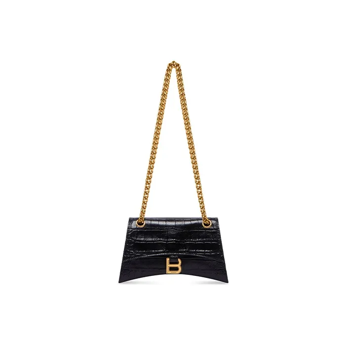 Balenciaga CRUSH Cow Leather Portable Crossbody Bag, Shoulder Bag Women's Black