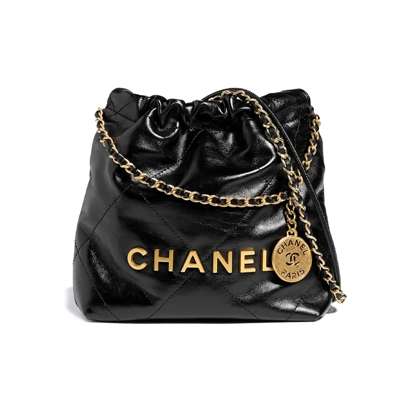 CHANEL 22 Handbag Mini 23S Shiny Calfskin Black